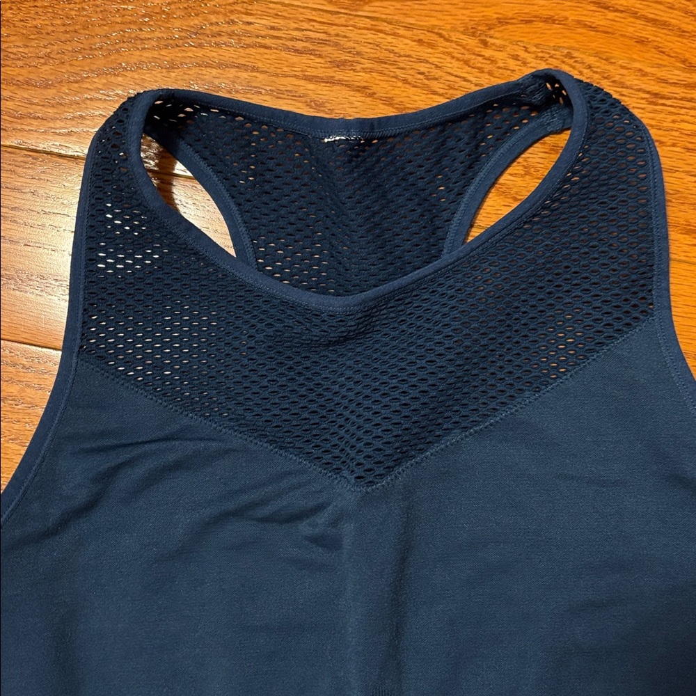 JoyLab High Neck Sports Bra Medium Teal Blue Green Stretch Longline Medium - Picture 3 of 10